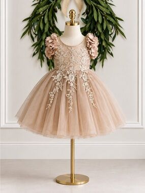 Trish Scully Child Fairy Dress Champagne Gold Tulle 7 Formal Princess